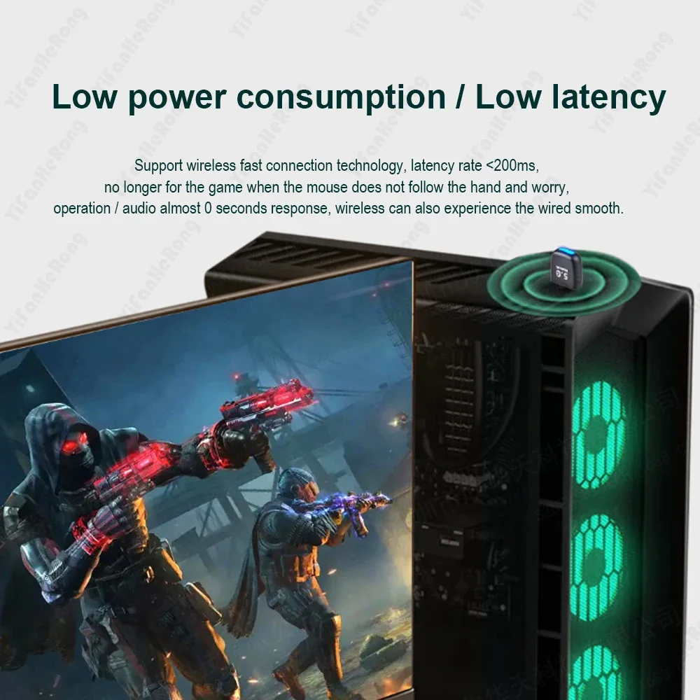 Bluetooth-compatible 5.4 USB Receiver Transmitter Adapter BT Audio Drive free for PC Speaker Wireless Mouse Car Electronics