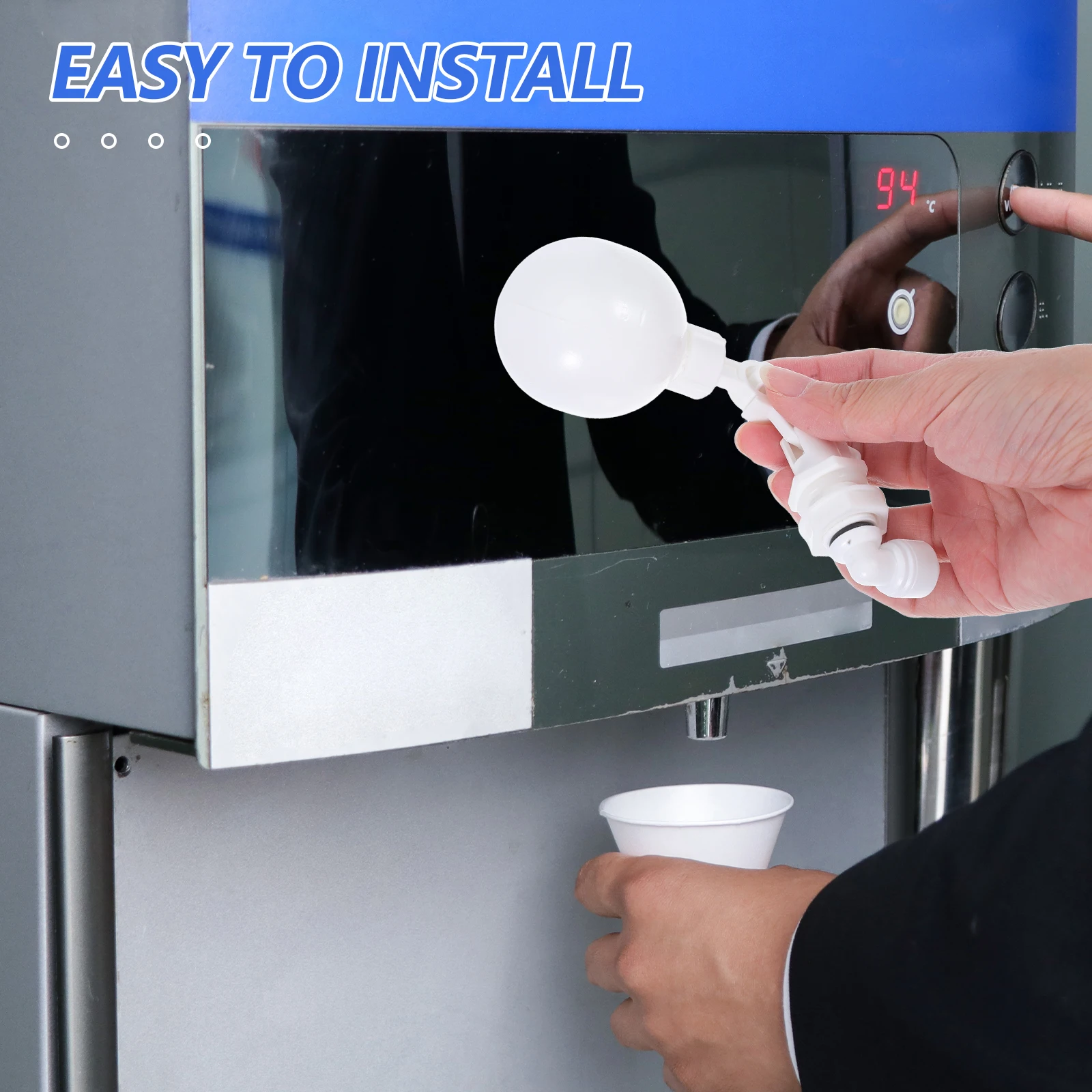

2pcs Automatic Water Level Control Float Valve 1/4 Inch Quick Connect White Mini Plastic Valve Kit For Drinking Water Dispensers