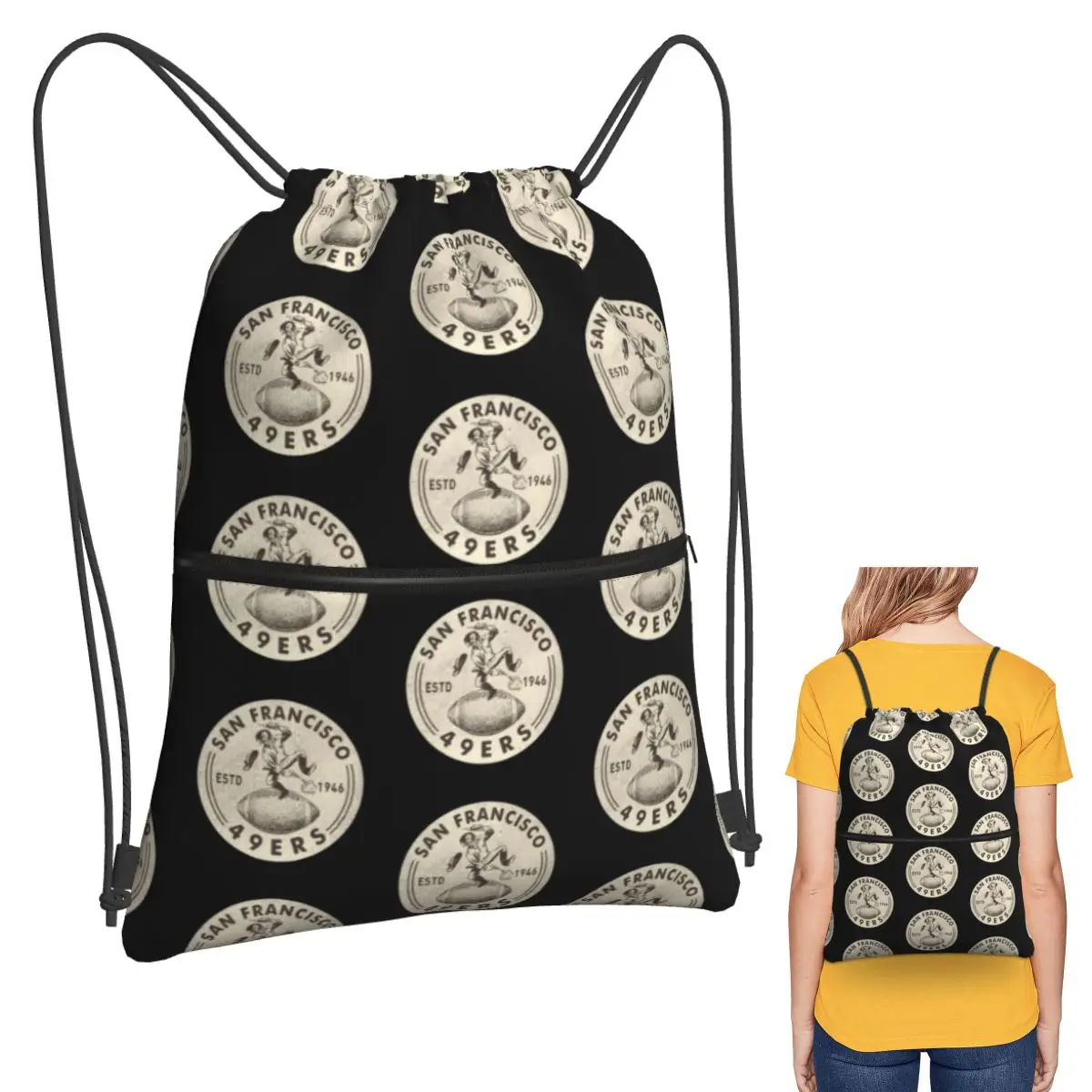

Винтажные рюкзаки San Francisco 49ers By Buck, повседневные портативные карманные спортивные сумки на шнурке, сумки для книг для путешествий студентов