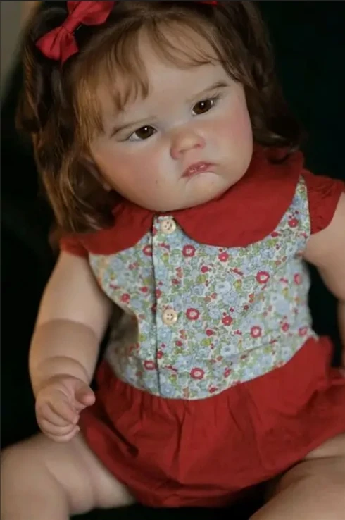 NPK 24インチ ハンドメイド 未完成 リボーンドールキット シャーロット リアルな塗装済み DIYドールパーツ カールした茶色の髪付き