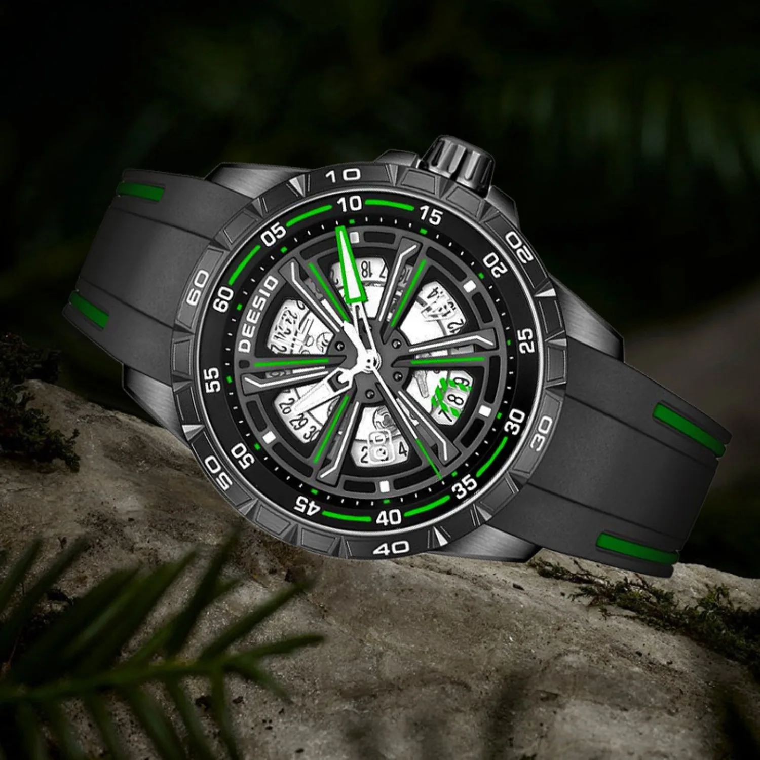 ดีซิโอ เมน'นาฬิกาจักรกลอัตโนมัติสแตนเลสกันน้ำเรืองแสงแสดงวันที่นาฬิกาข้อมือกีฬาลำลองของขวัญสำหรับผู้ชาย