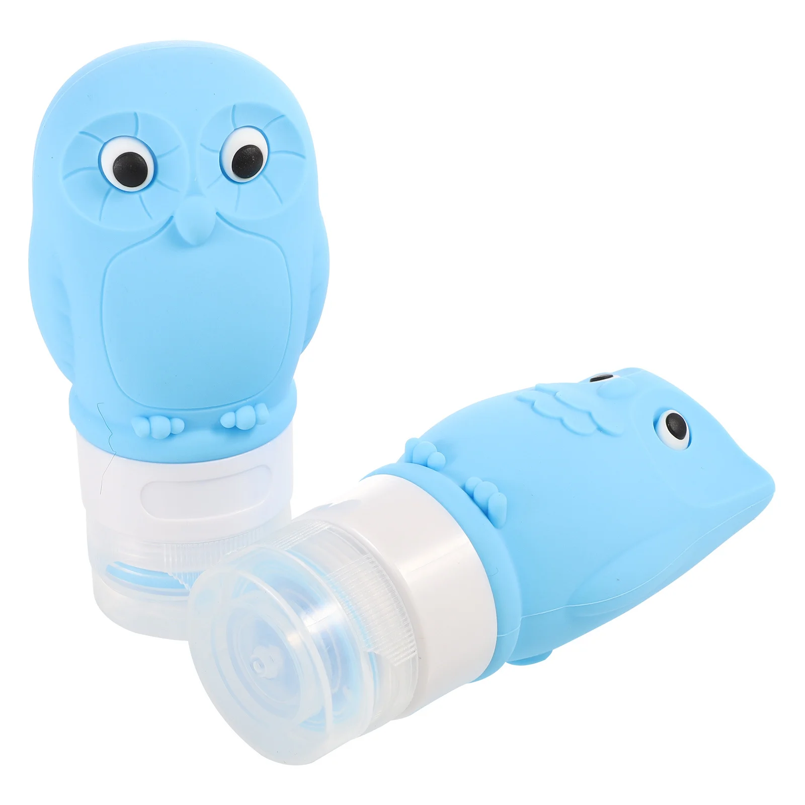 Juego de 2 Botellas de Silicona de 60 ml con Diseño de Búho, Portátiles, para Viajes, para Cosméticos, Gel de Ducha, Recargables, Antiderrames, Reutilizables