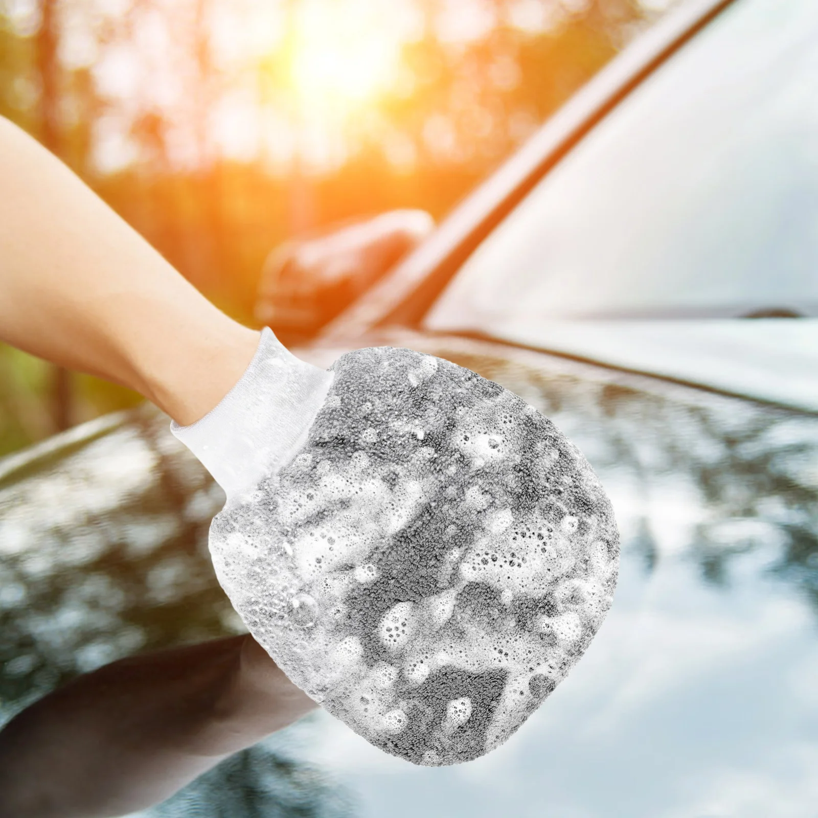 

2Pcs Car Wash Mitt Fine Fiber Material Soft Gentle Durable Long Lasting Versatile Use Scratch Free Auto Detailing