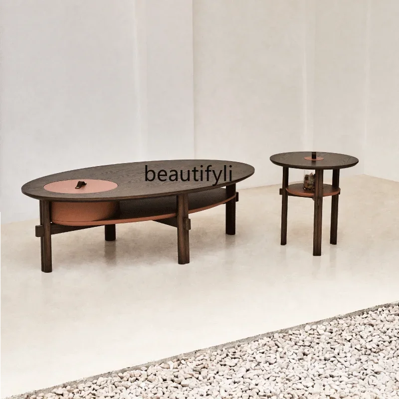 

1184Nordic Italian elegant simple modern living room storage double coffee table furniture