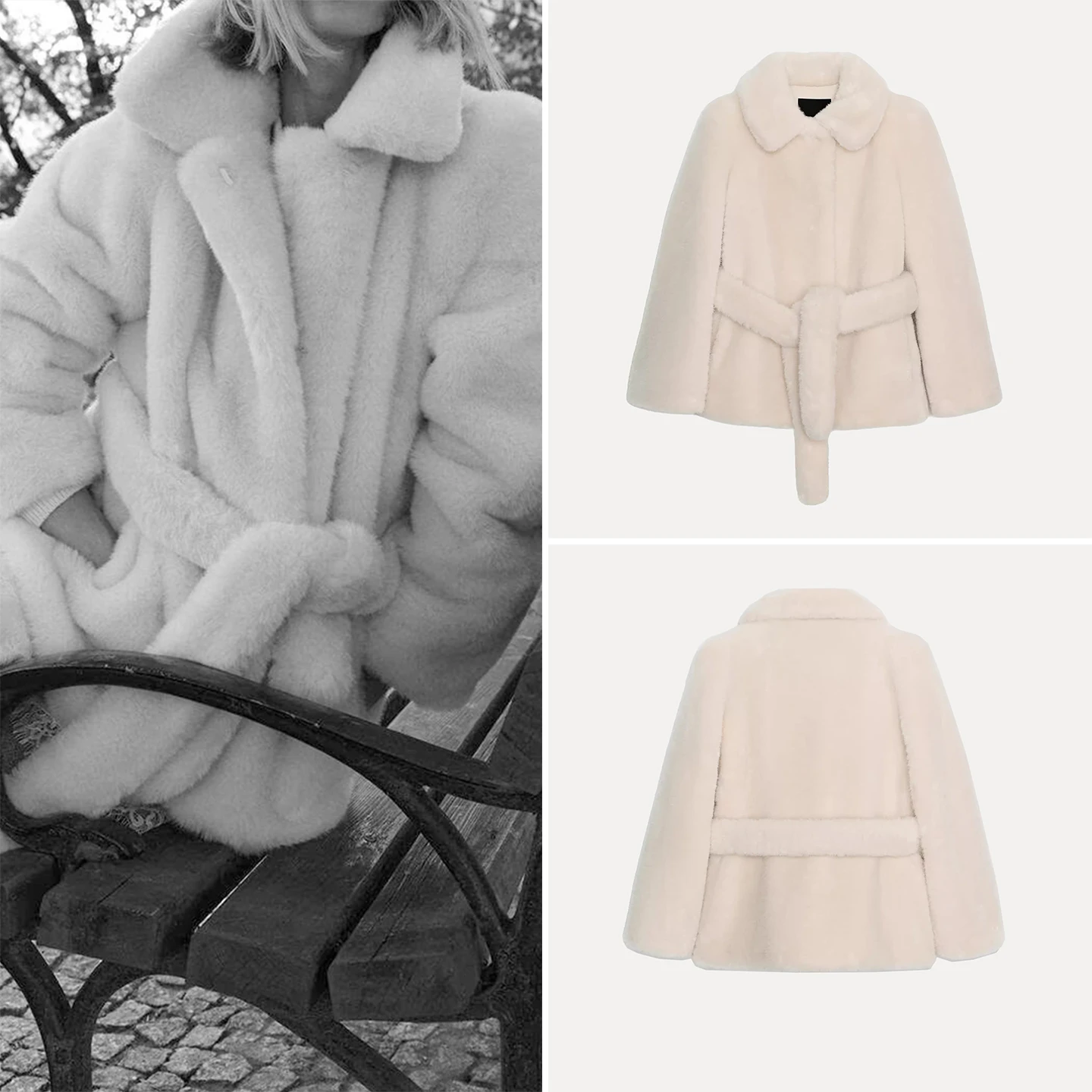 

Faionable Artificial Fur Coat with Belt Autumn 2025 Women's Sle Z Commute Sle Loose Fit Long Sve Button Closure