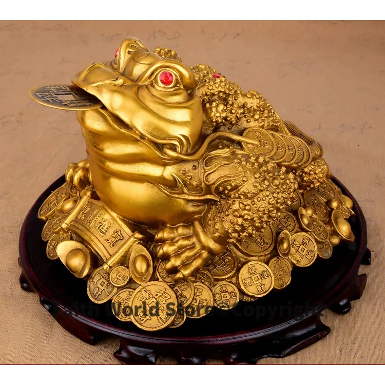 

20 CM # ROOM HOME business company efficacious Talisman Money Drawing GOLD JIN Chan copper FENG SHUI Mascot statue + base