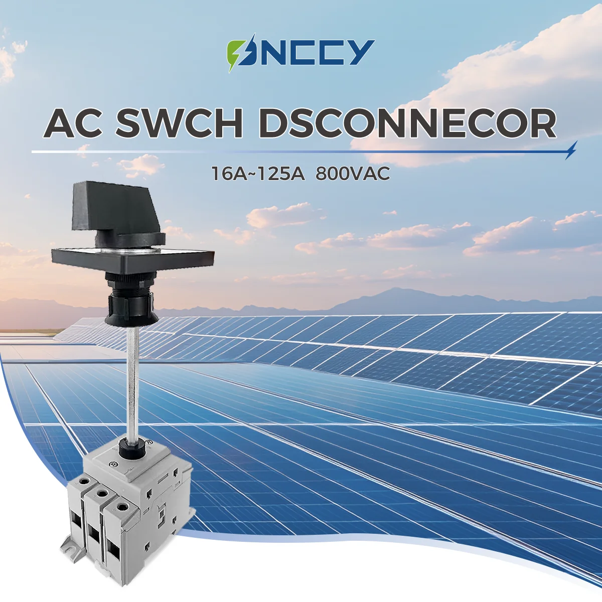 ONCCY AC Isolation Switch, 800V 80A AC lsolator Door interlock ,Disconnector Switches, Din Rail Mounting