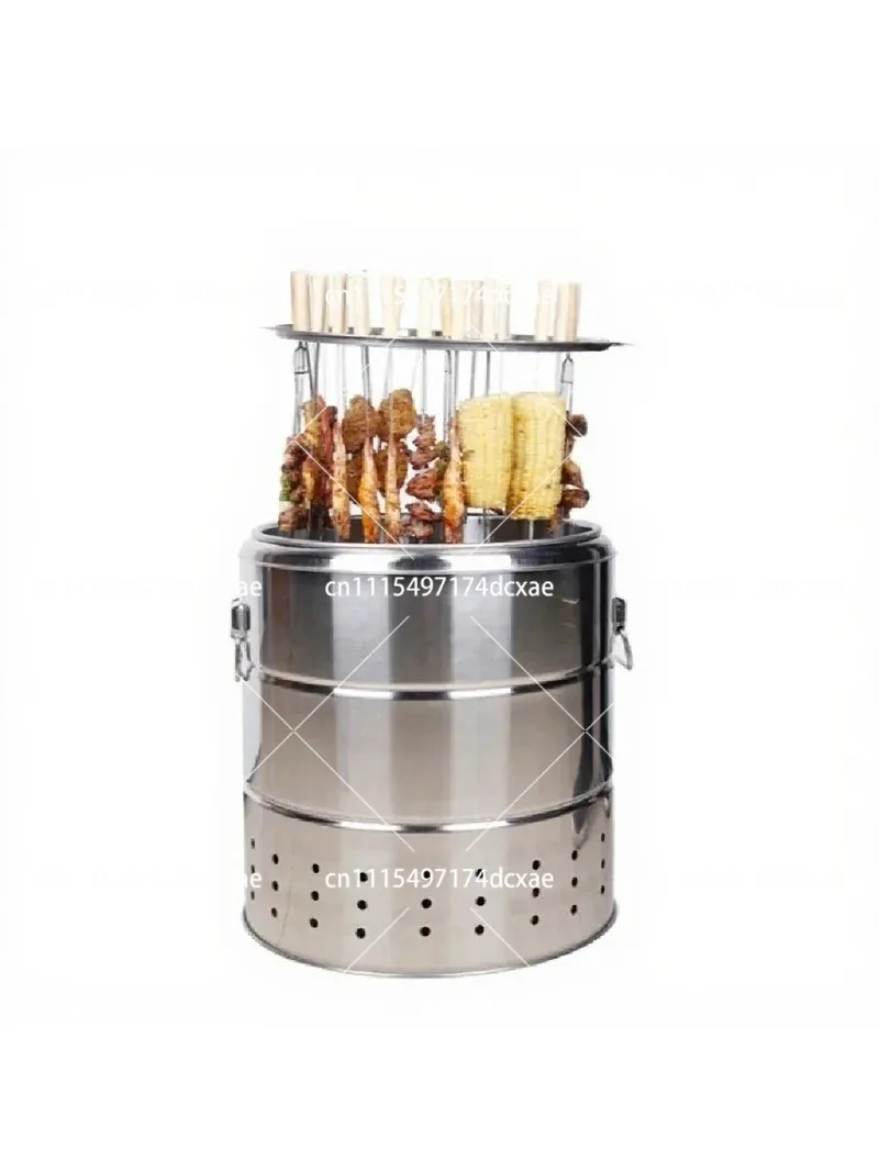 Outdoor Portable Charcoal Grill Smokeless Barbecue Stove Stainless Steel Hanging Fire Pit for Home Kitchen Camping
