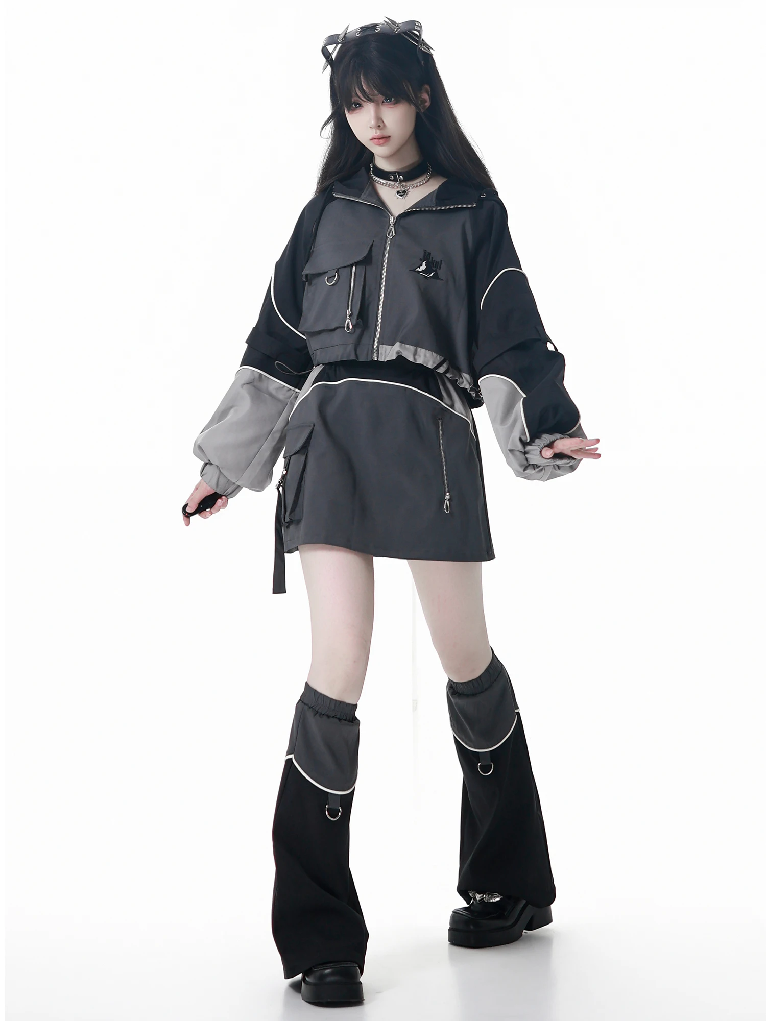 Fashion Street Versatile Functional Style Embroidered Zipper Long Sleeve Loose Casual Jackets Women High Waist Long Pants Set