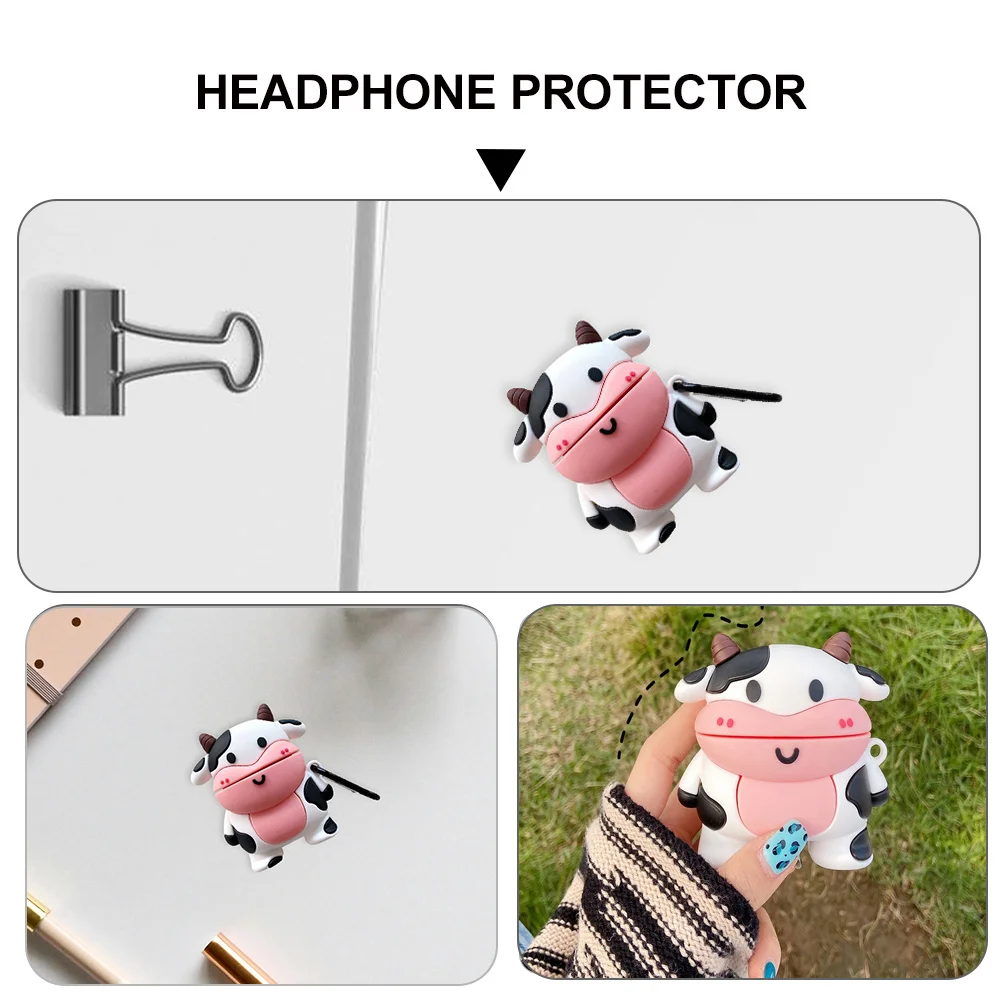 

1Pcs Cow Headphone Cover Premium Silicone Durable Lightweight Creative Animal Design Protection Shock Crush Moisture
