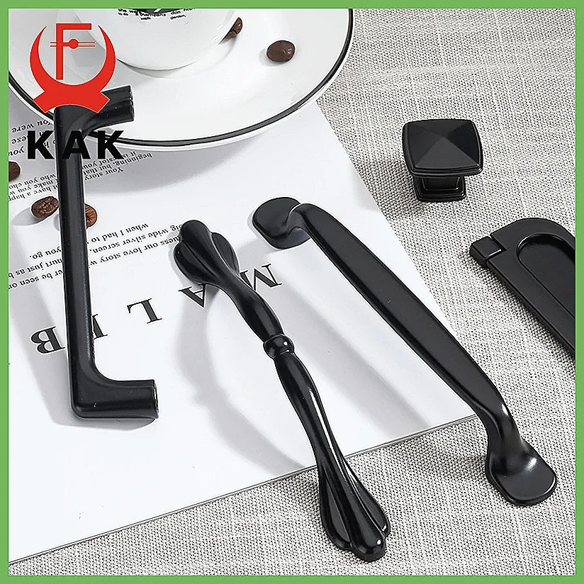 American Style Black Cabinet Handles Solid Aluminum Alloy Kitchen Cupboard Pulls Drawer Knobs Furniture Hardware Durable Mode