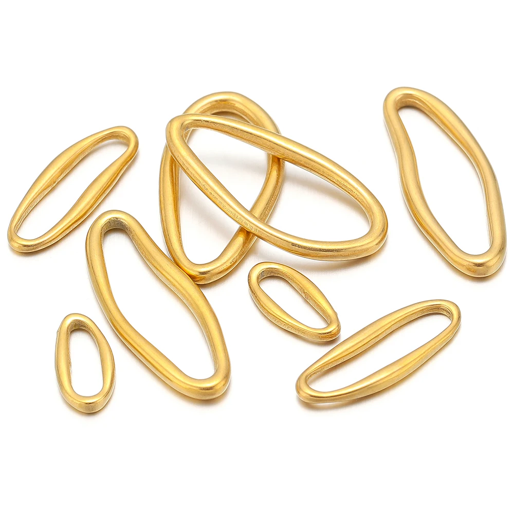 5pcs Fashion Stainless Steel Irregular Oval Charms for Necklace Connectors Earrings Making DIY Jewelry Accessories Supplies