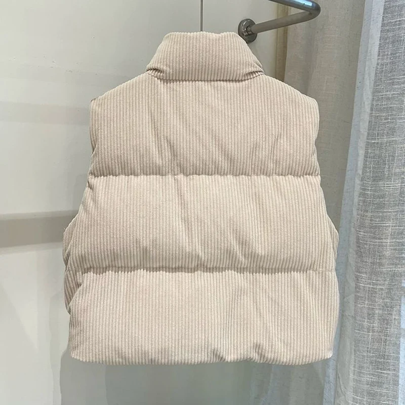 سروال قصير سترة قطن سترة خريف شتاء 2025 جديد المرأة قصيرة فضفاضة الدافئة سميكة معطف بلا أكمام الإناث صدرية غير رسمية القمم #5