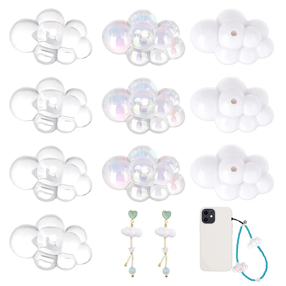 30Pcs 3 Colors Transparent Opaque Acrylic Beads Cloud Mixed Color 33x22.5~23x16.5~17mm Hole: 2~2.5mm 10pcs/style
