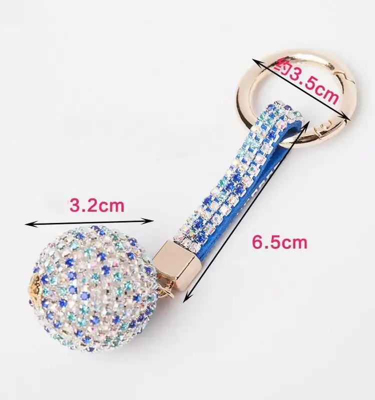 Luxury Strass Rhinestone Key Chain  Crystal Cartoon Ball Pompom Car Keychain Charm Pendant Key Ring Women Jewelry Porte Clef