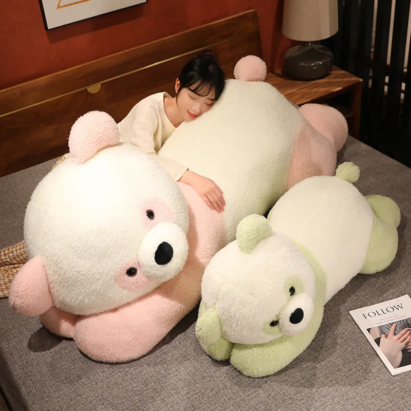 

80/100cm Cute Lying Bear Plush Toy Stuffed Doll Kids Animal Soft Sofa Colorful Toy Girl Birthday Gift Christmas Present