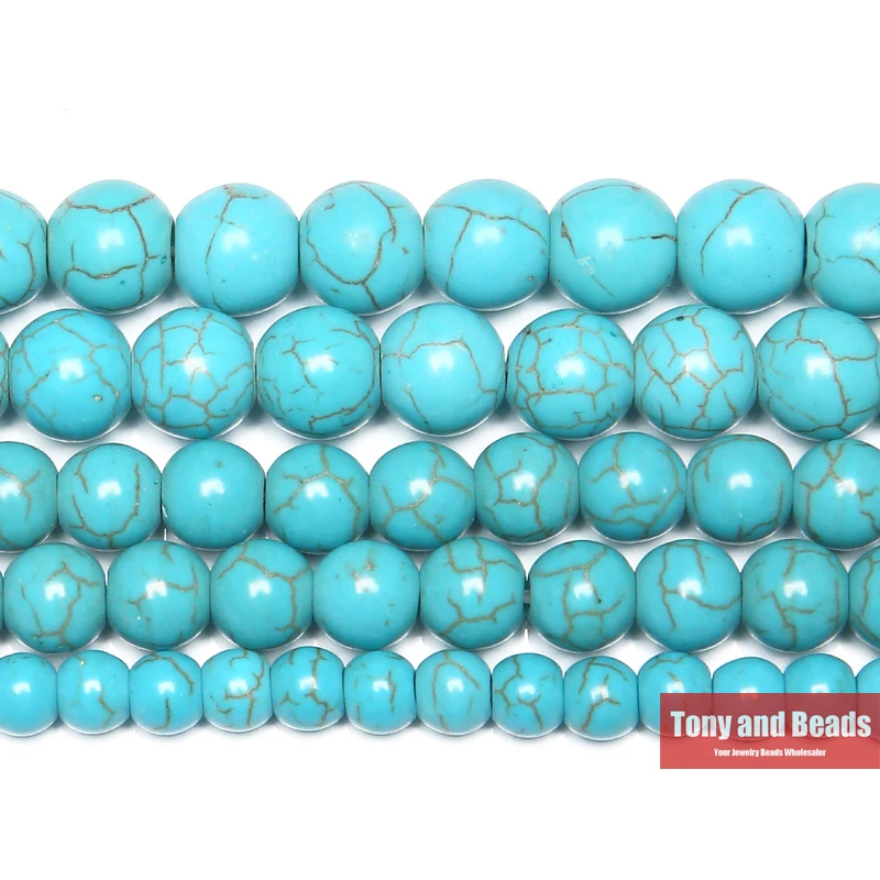 Smooth Natural Blue Turquoise Round Loose Beads 15