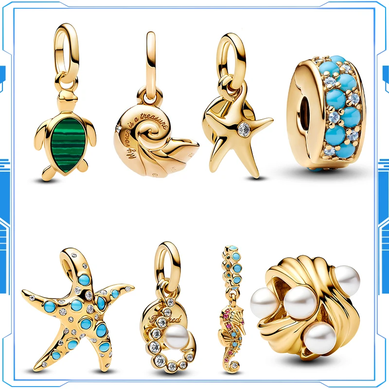 

925 Silver Charm Ocean Series Charm Suitable for 925 Sterling Silver Women Bracelet Keychain DIY Jewelry Gift