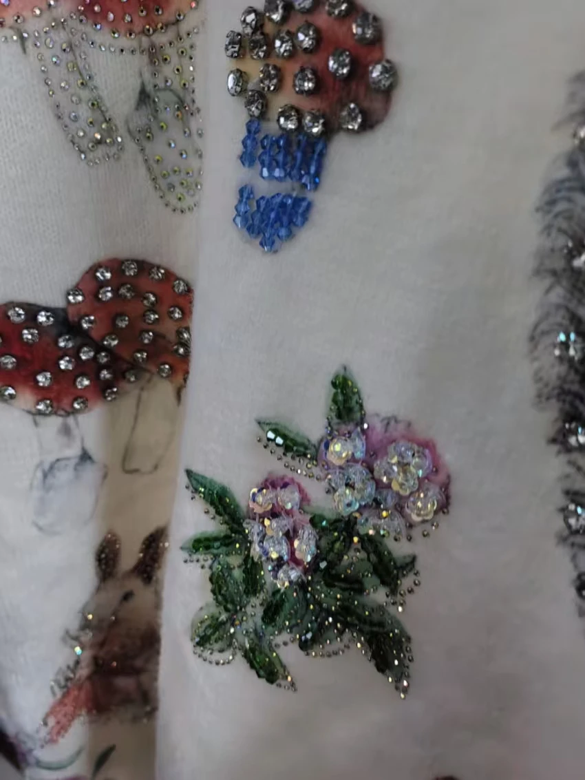 صور حقيقية البريق الأحجار غرزة البلوزات لطيف الخريف الشتاء تريكو البلوز سحب أنثى الاتجاه 2025 المرأة Y2K سترة #2