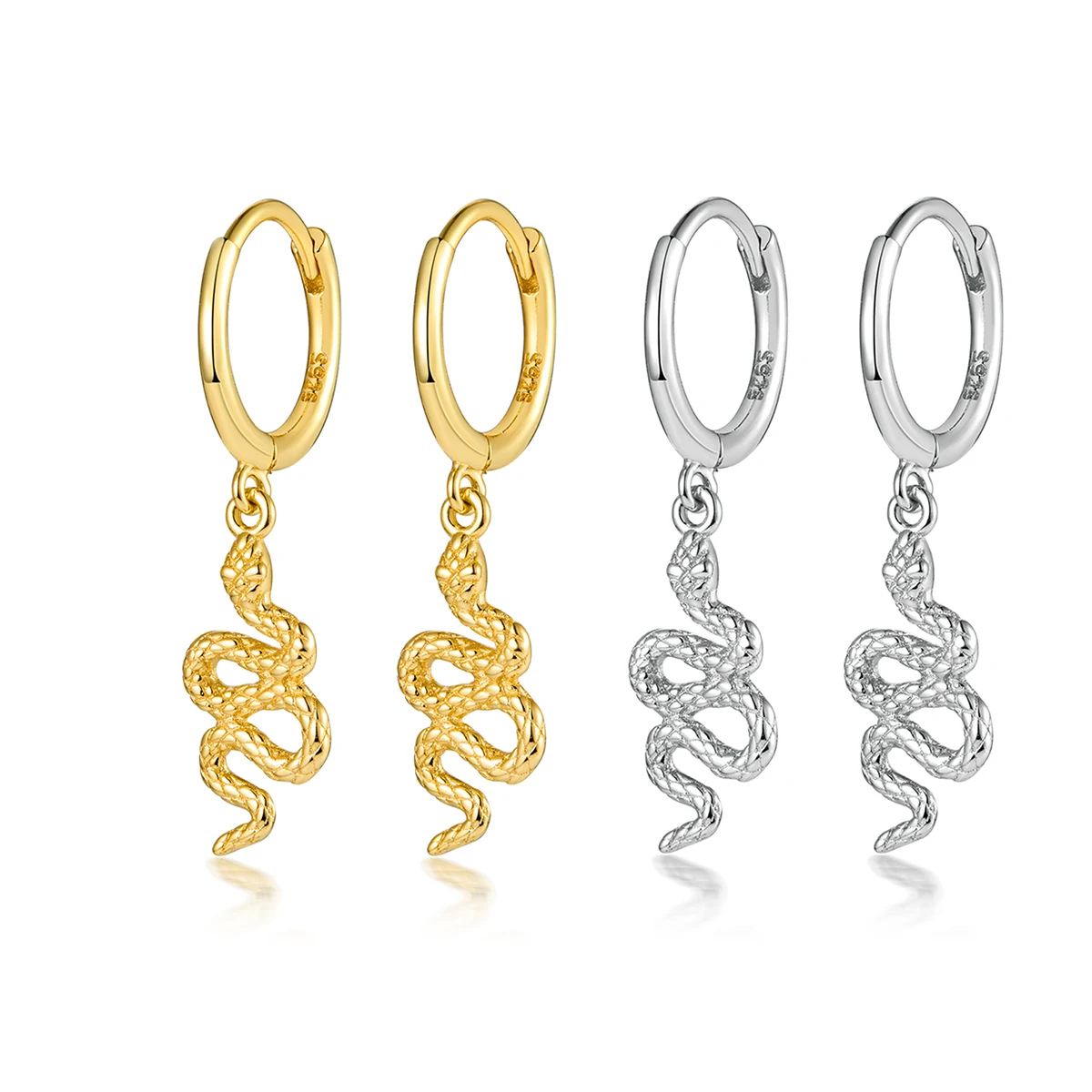 A pair of s925 light luxury personality serpentine texture sterling silver earrings can be worn daily by women with simple tempe