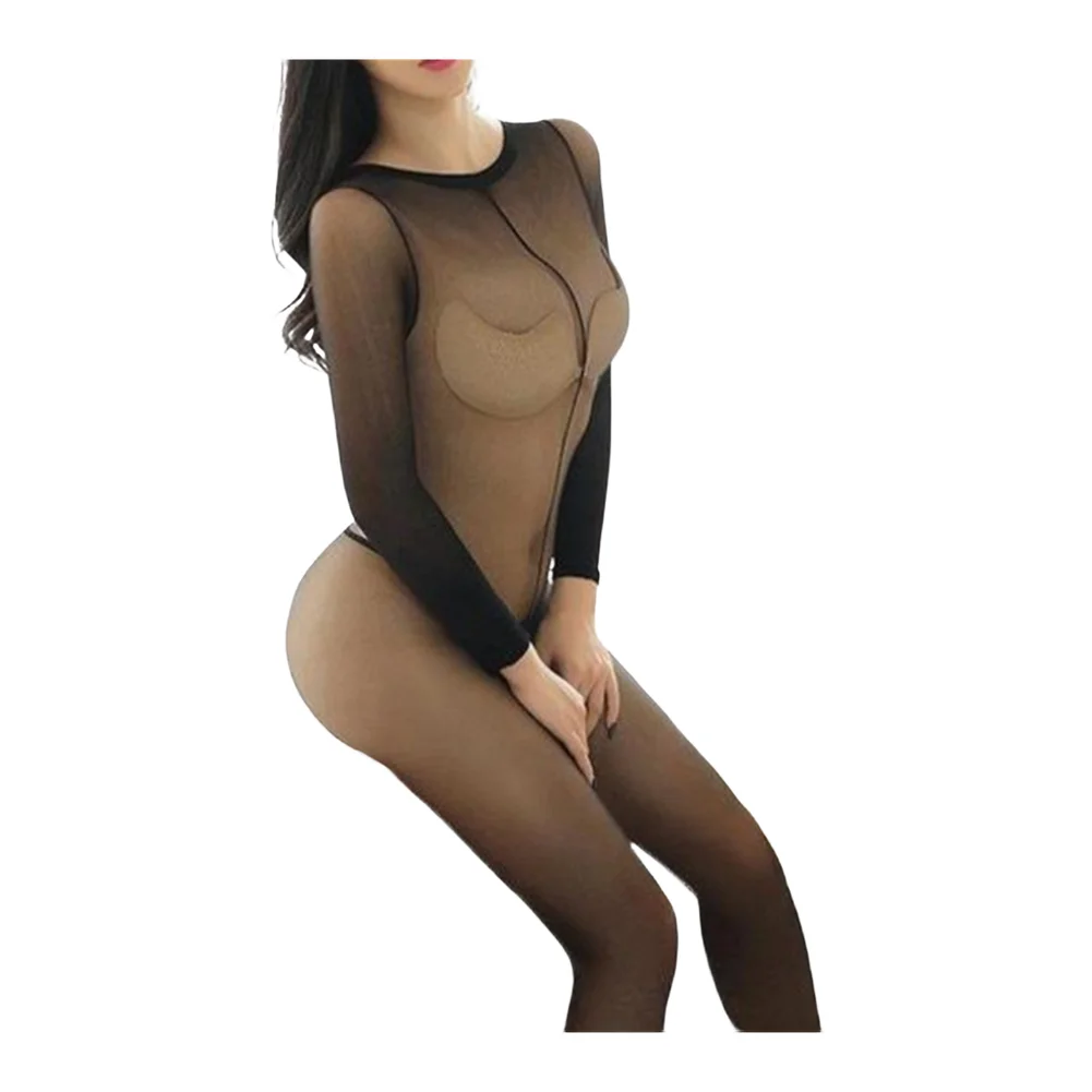 

1 шт., нижнее белье, боди, женские сетчатые прозрачные чулки для всего тела, сексуальные комбинезоны с открытой промежностью и длинными рукавами