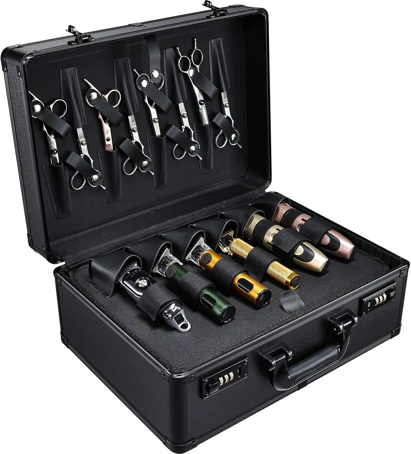 Profesional Barber Accessories Case, Hair ScissorsTool Case, Clippers Trimmer Organizer, Barbers Suitcase with Code Lock