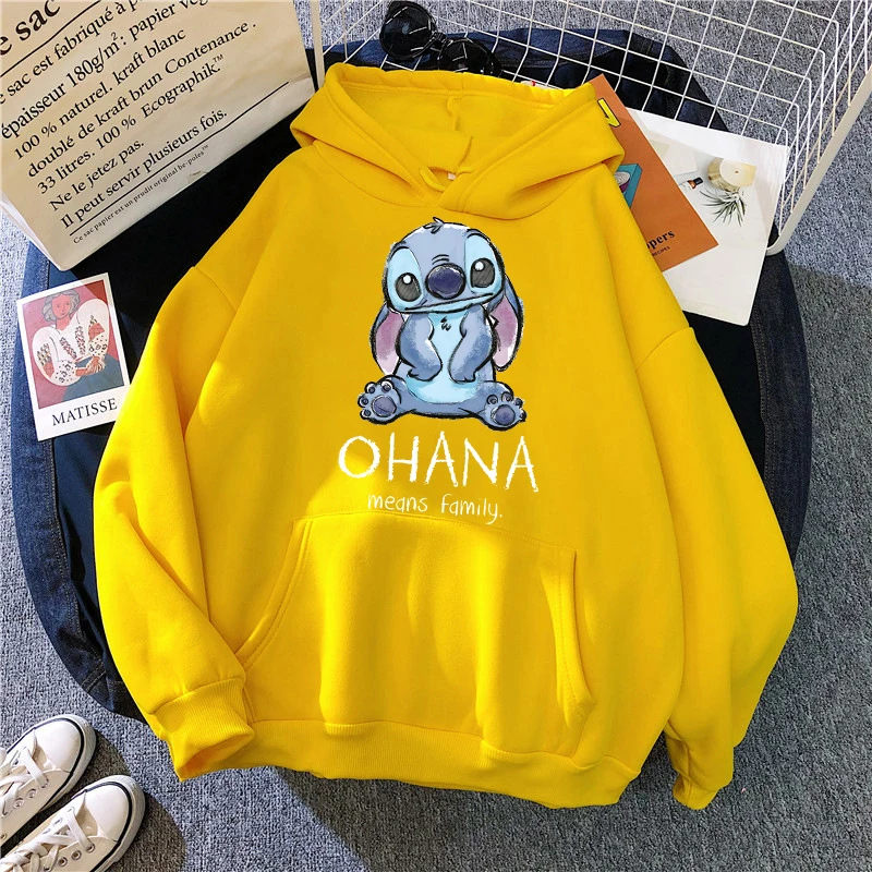 Kawaii Girls Winter Disney Stitch Hoodies Women Harajuku Cute Anime Sweatshirt Manga Streetwear Hoody Female