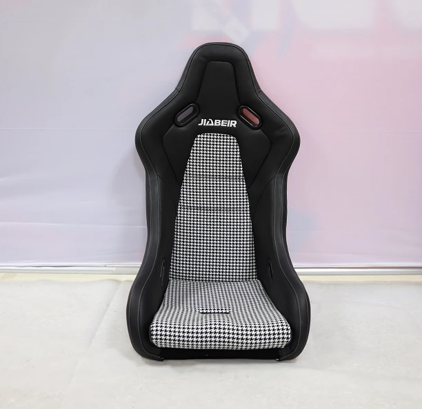 9017 Universal Pair Leather With Houndstooth Fabric Sport Car Racing Bucket Seats