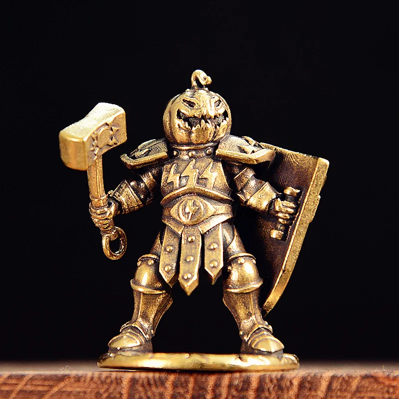 Bronze Shield Soldier Figurine Vintage Weathered Cross-Border European And American Hot Sale Decorative Office Desk Ornament