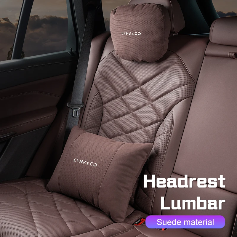 

Suede Auto Seat Neck Pillow Accessories For LYNK&CO 01 02 03 05 06 08 Z20 Phev 03+ 05 09 07 PHEV 900 Car Headrest Lumbar Support