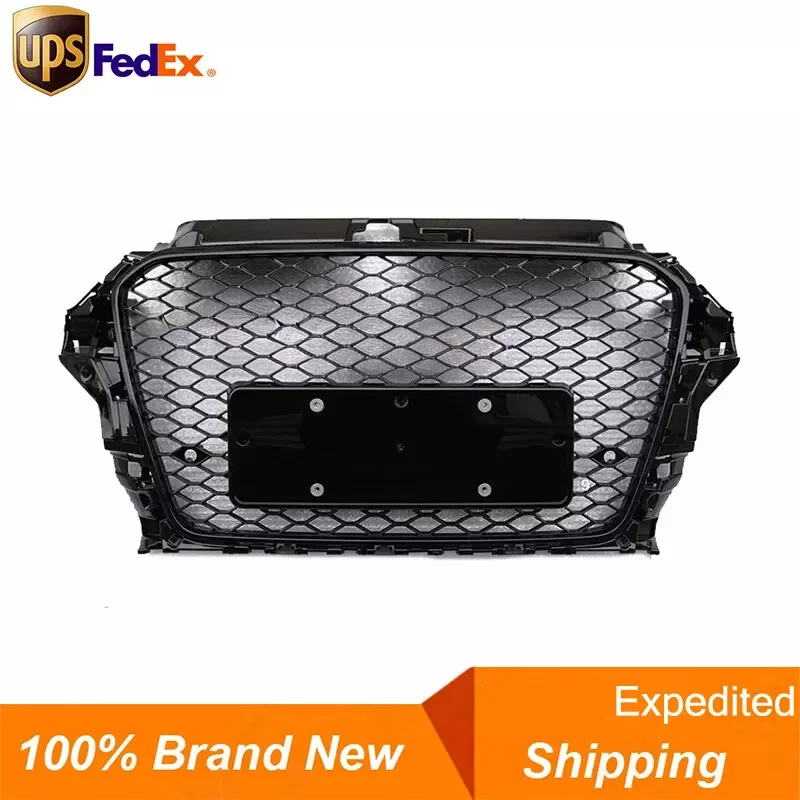 

US Stock Car 2013-2016 RS3 Style Look Front Bumper Grille Gloss Black Mesh Grill For Audi A3 S3 8V 2013 2014 2015 2016