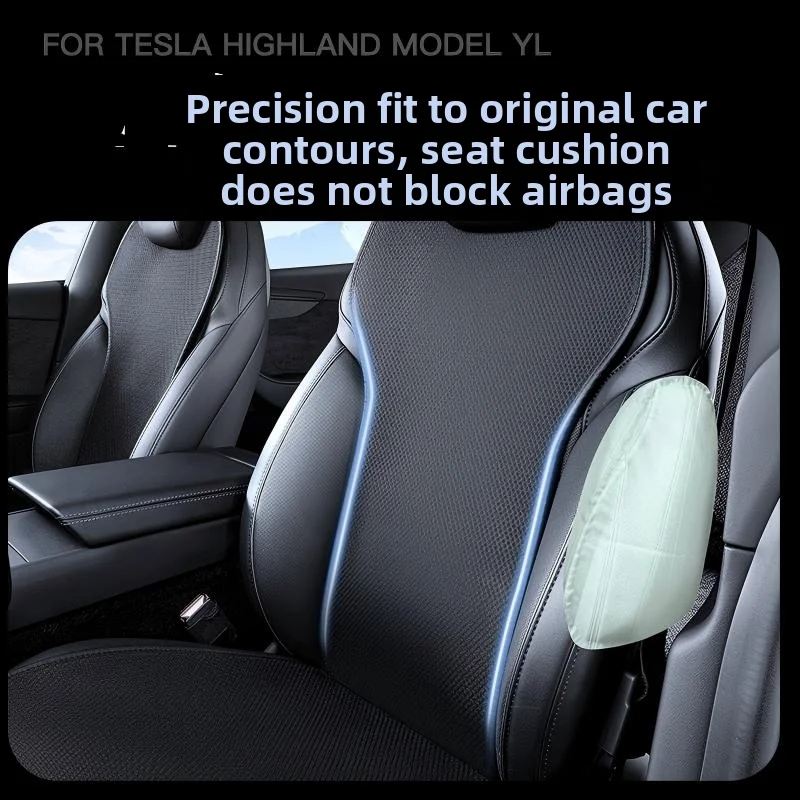 11PCS For Tesla Model YL Ice Silk Seat Cushion Ventilation Comfortable Split Sitting Back row Set Car Accessories Interior