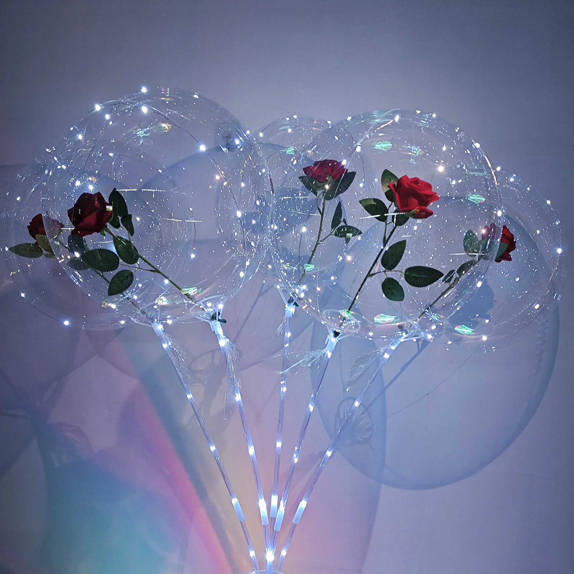 5 Led Luminous Rose Bouquet Wave Balloons (Excluding Internal Electricity) for Wedding Season, Birthday and Holiday Decoration