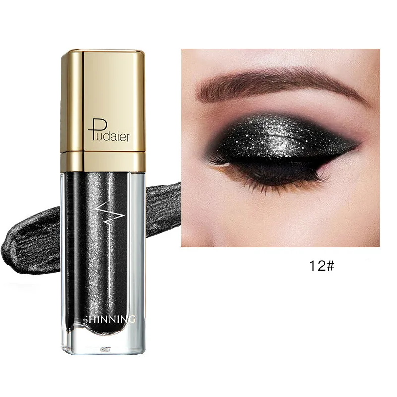 Sombra de ojos negra brillante, brillo de Metal desnudo, sombra de ojos líquida única, pigmento de maquillaje, accesorios, Cosméticos de belleza