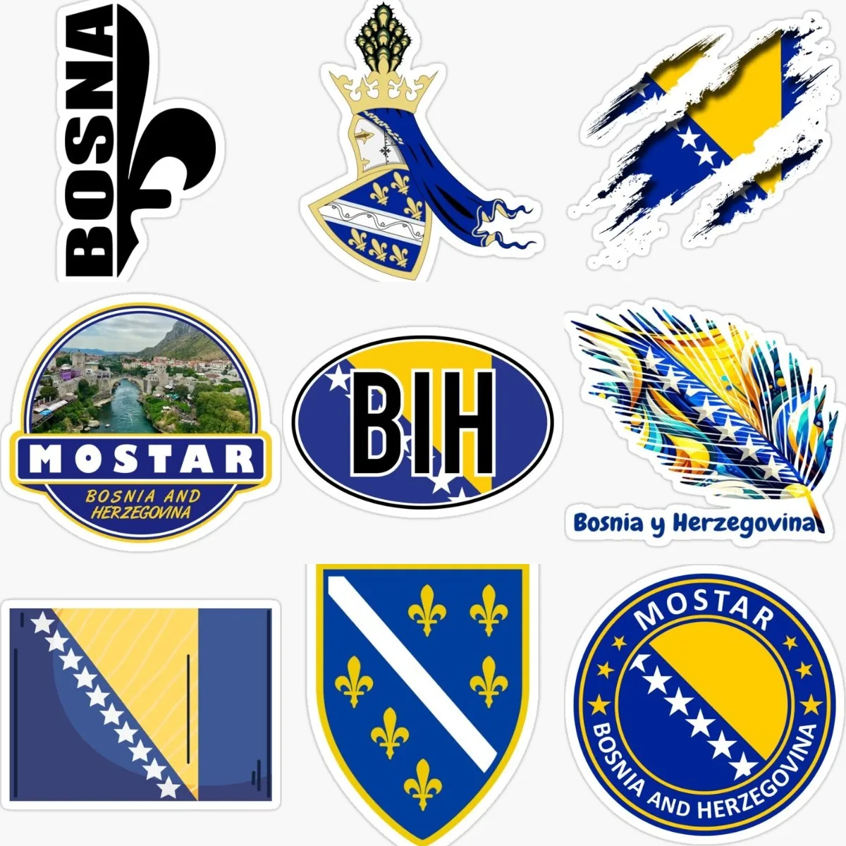 

BIH Bosnia and Herzegovina Flag Creative PVC Accessories Stickers for Decorate Wall Window Car Van Truck Bicycle Helmet