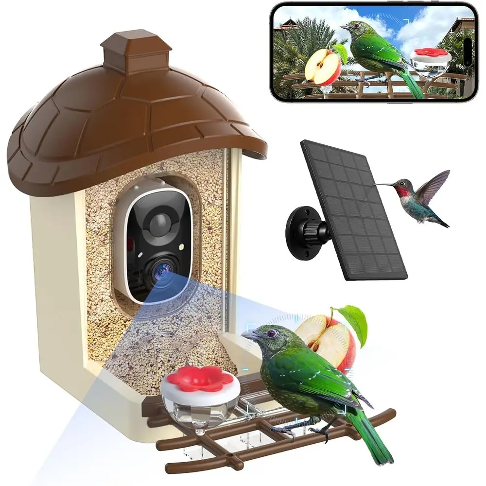 Cámara para Comederos de Aves 2K con IA: Reconocimiento de Especies, Video Automático, Alertas - Regalo Perfecto para Amantes de las Aves