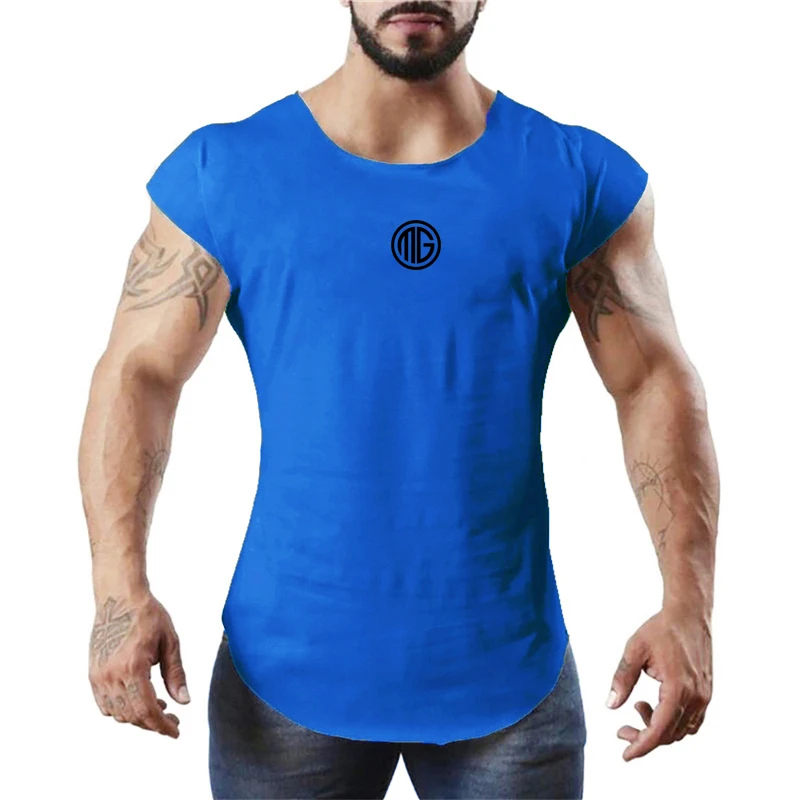 Camiseta sin mangas de algodón para hombre, chaleco transpirable sin mangas para gimnasio, culturismo y Fitness, Camiseta ajustada de 0 cuello