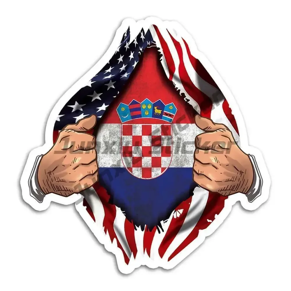 Croatia Decal Coat of Arms Emblem Sticker Croatia Map Flag Country Code HR Decal Croatian Shield Flag Crest Sticker for Car SUV