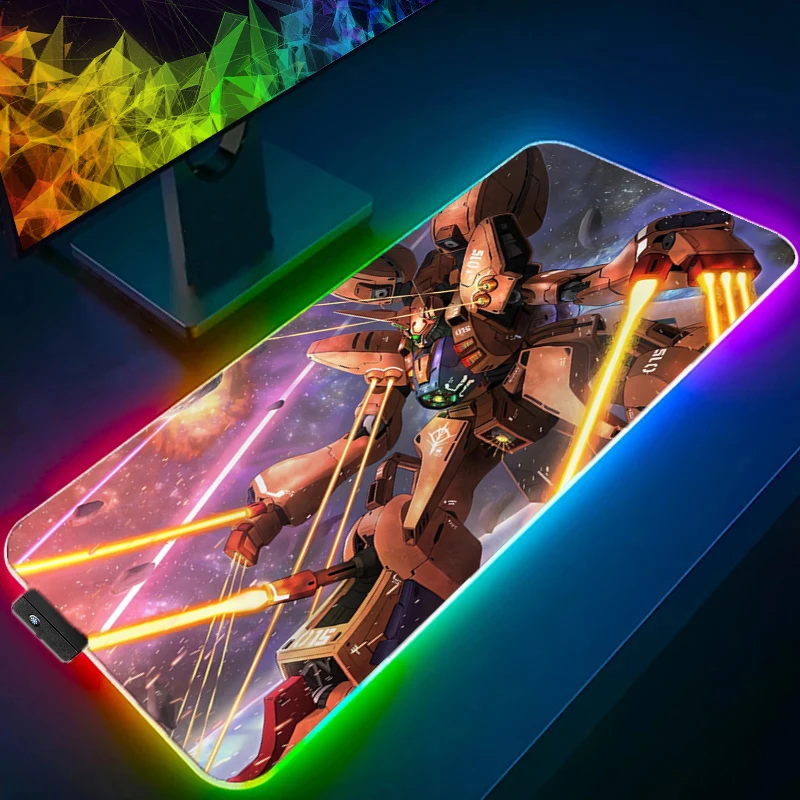 

RGB Large E-sports Mouse Pad Mechanical Warrior Gundam Smooth Flexible Rubber Gamer PC Computer Keyboard Backlight LED Mosuepad