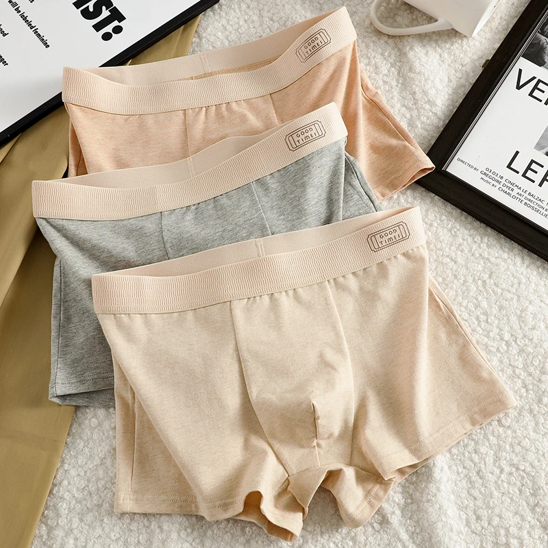 

3-Pack Men's Boxer Briefs, Breathable Pure Cotton, Stylish Minimalist Underwear for Young Adults, Comfortable Sports Trunks