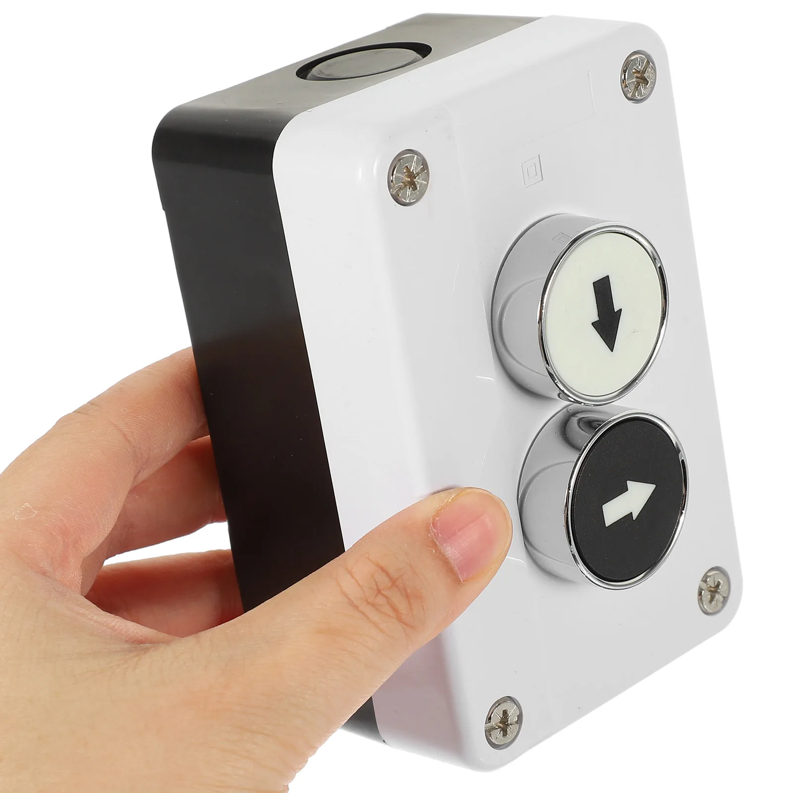 

Push Button Starter Switch 2 Hole Up Down Control Box Self Resetting Emergency Stop Switch Industrial Identification Symbol