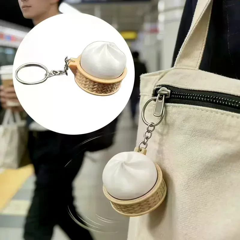 Steamed Bun Fidget Toy Keychain Mini Soft Stress Relief Squishy Slow Rebound Squeeze for Study Office Use