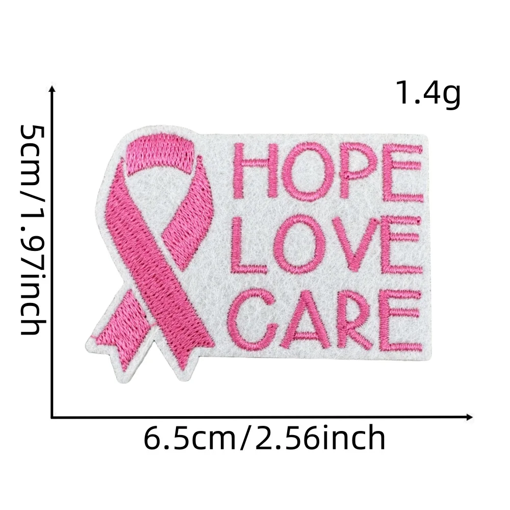 Ironing Patch Heart-shaped Pink Fans with Cloth Paper Care for Women Breast Prevention Charity Event Badge Sewing Patch