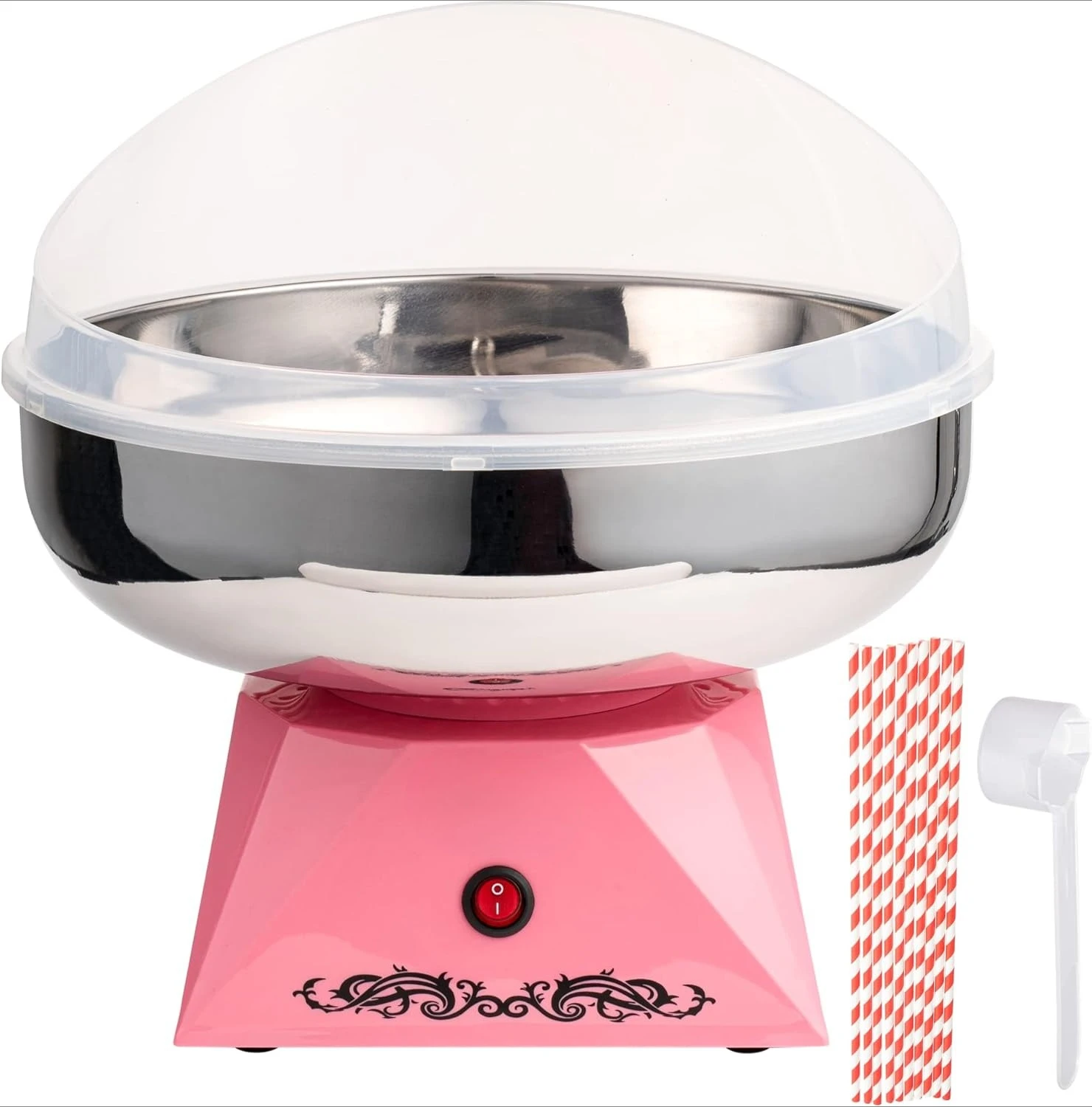 

Cotton Candy Machine with Stainless Steel Bowl 2.0 - Cotton Candy Maker 10 Cones & Sugar Scoop - Household Cotton Candy Machine