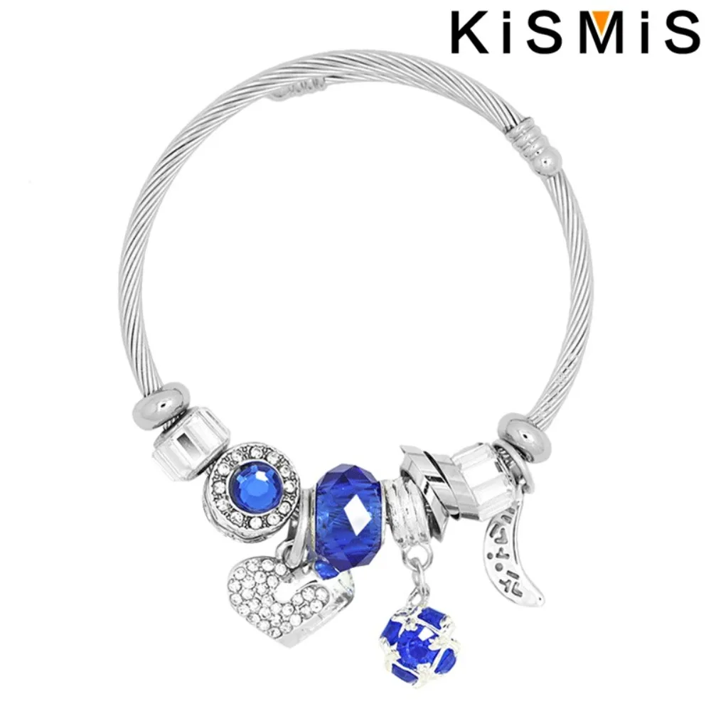 KISMIS 1pc Adjustable Size Bracelet Crystal Beads Heart Shape DIY Beaded Bracelet and Bracelet Fashion Jewelry