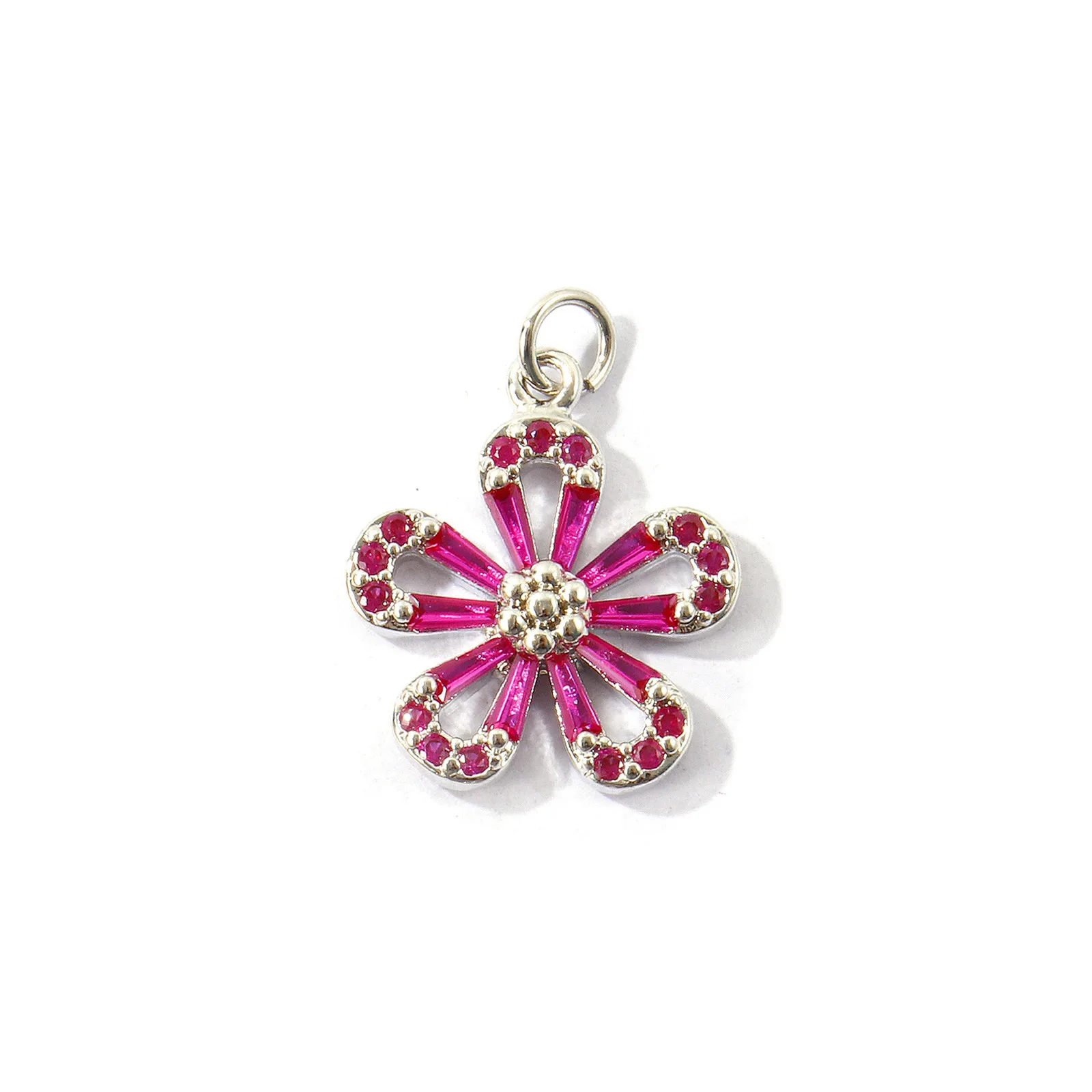1 Stück Blumen-Bonbon-Zirkonia-Anhänger, 18K vergoldeter Messinganhänger für DIY-Halsketten-Schmuckherstellung, Großhandel – Detail 2