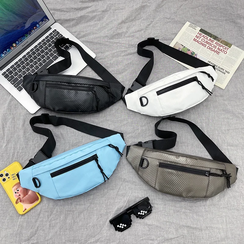 Fanny Pack impermeável do couro do plutônio para homens, sacos da cintura, malote da correia, peito masculino, exterior, esportes, ocasional, curso, moda, VC