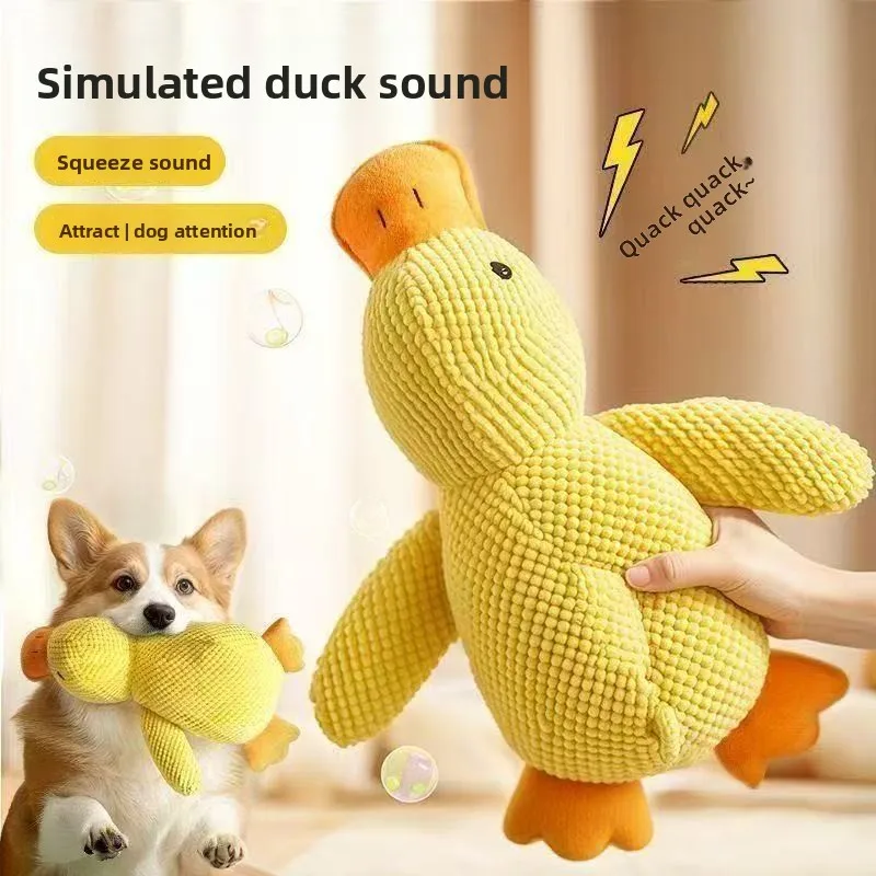 Enten-Hundespielzeug aus Plüsch, kaubeständig, langlebig, mit Quakgeräusch, zur Zahnreinigung, weicher Begleiter für kleine und große Hunde
