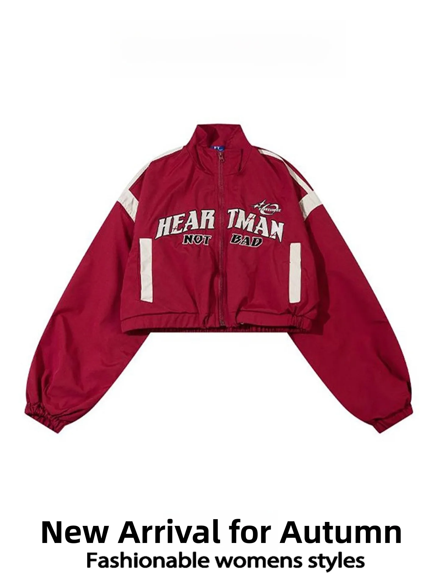 

Американская укороченная куртка-бомбер красного цвета для женщин, осенняя, модный дизайн, с завышенной талией, в стиле мотоциклетной/бейсбольной униформы