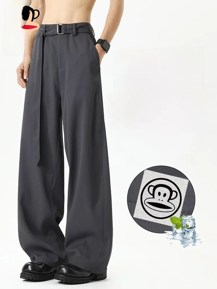 

PaulFrank American Sle Ice Silk Knife Pants Men Summer Thin Loose Drape Casual Straight Leg West Pants Straight Tube